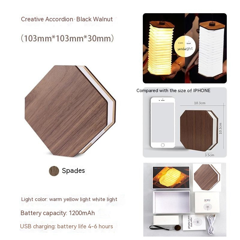 Retro Lamp met Houten Basis en Oplaadbare Accu