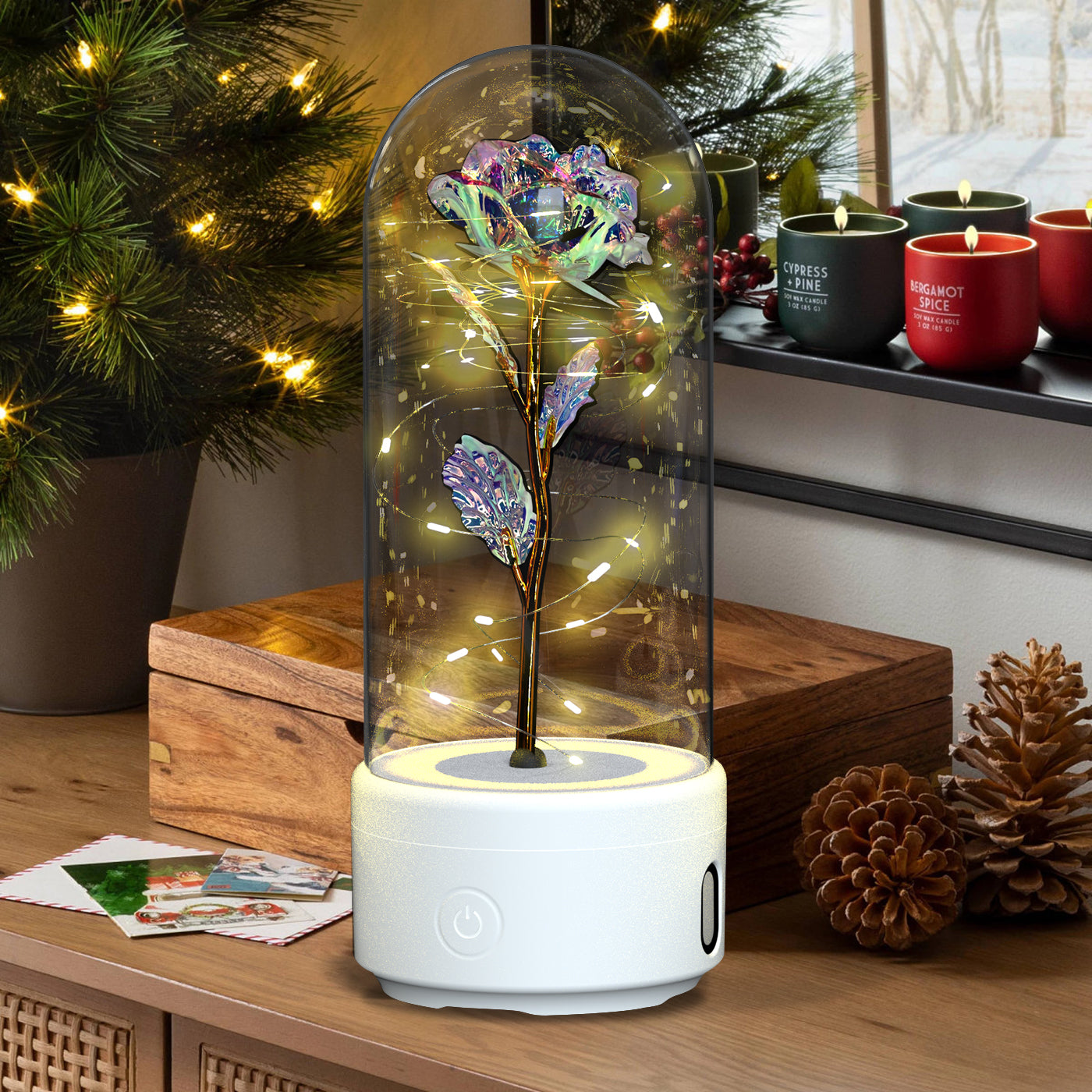 Creatieve 2-in-1 Rozen LED Lamp en Bluetooth Luidspreker
