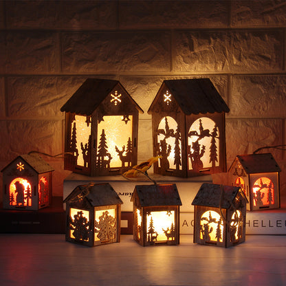 Small Wooden House Christmas Decorations