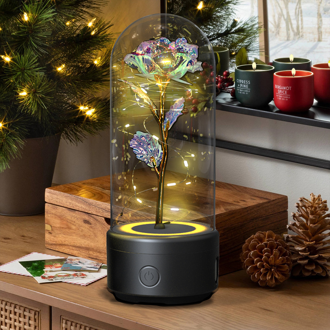 Creatieve 2-in-1 Rozen LED Lamp en Bluetooth Luidspreker