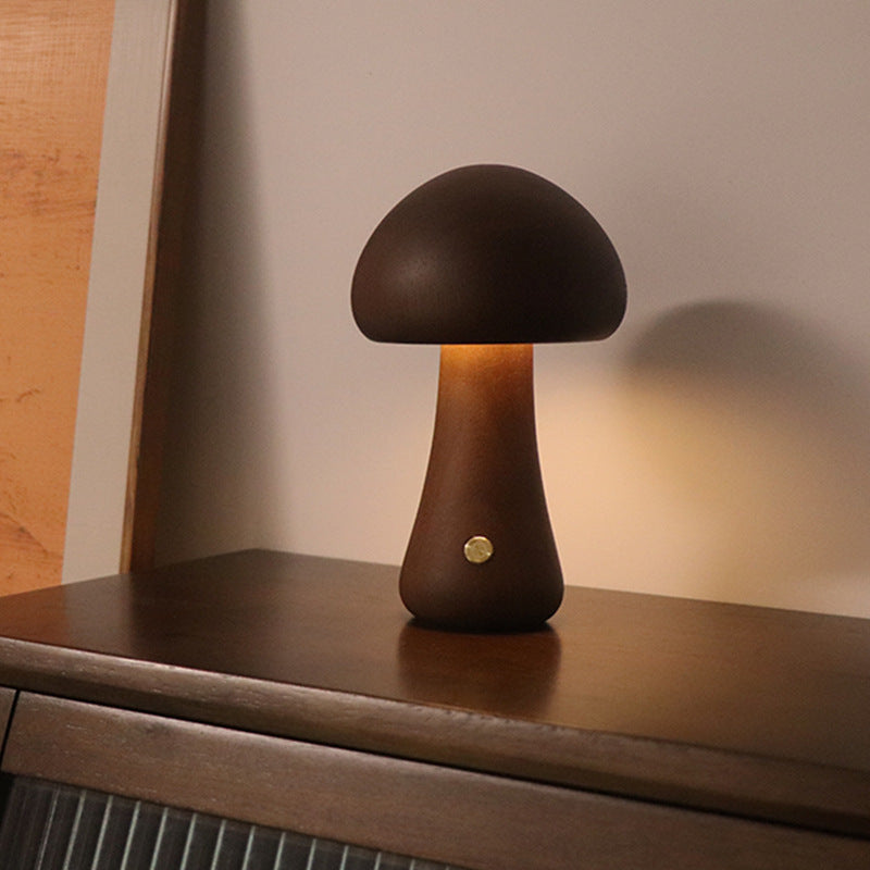 Houten Schattige Paddenstoel LED Nachtlamp met Aanraakschakelaar