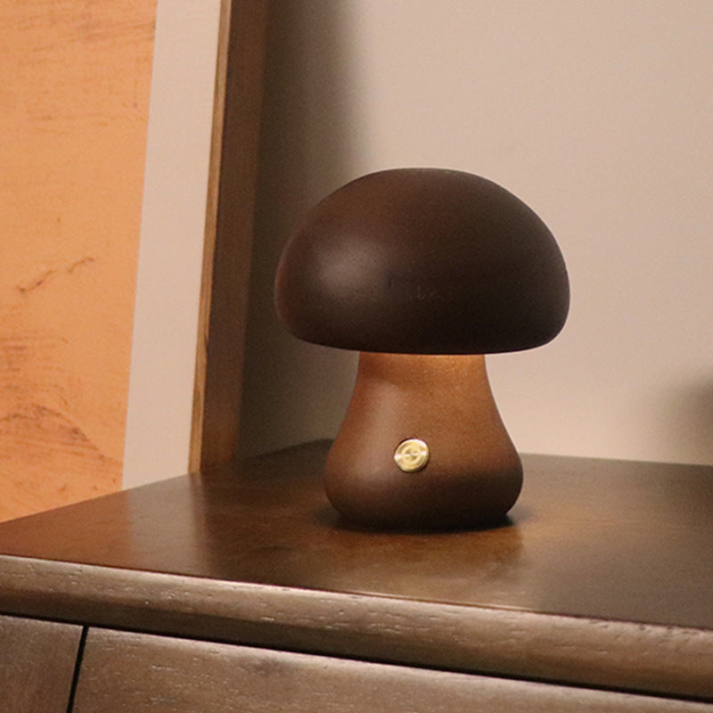 Houten Schattige Paddenstoel LED Nachtlamp met Aanraakschakelaar