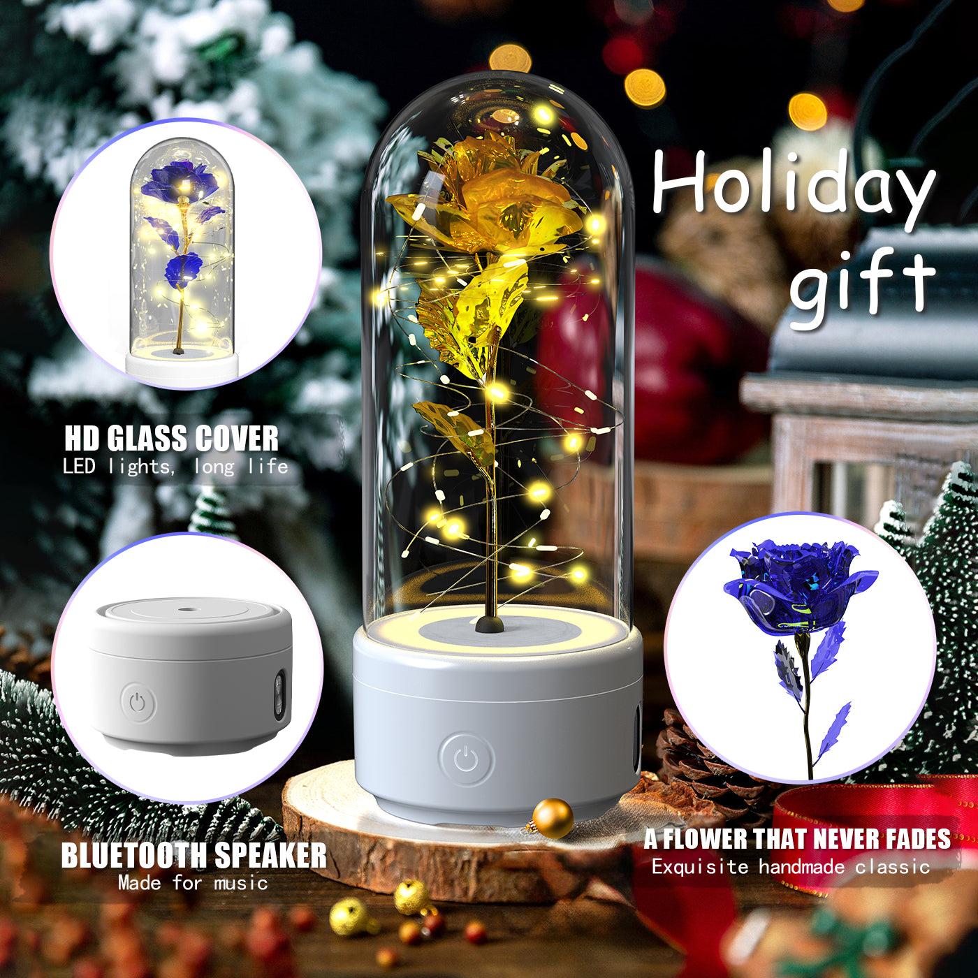 Creatieve 2-in-1 Rozen LED Lamp en Bluetooth Luidspreker