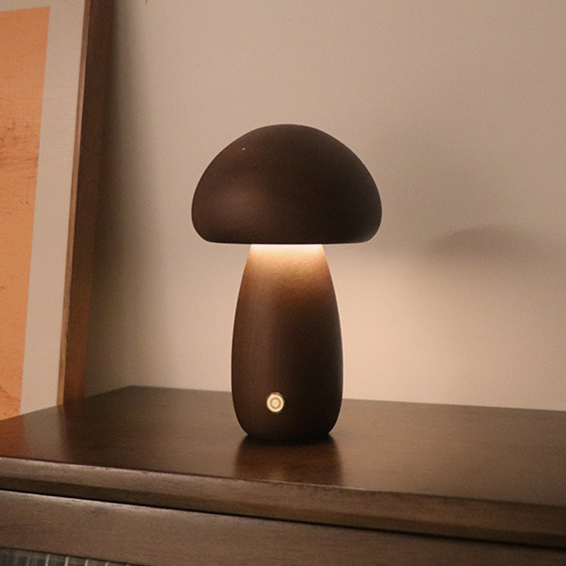 Houten Schattige Paddenstoel LED Nachtlamp met Aanraakschakelaar