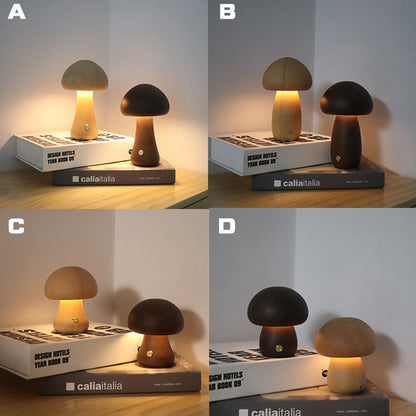 Houten Schattige Paddenstoel LED Nachtlamp met Aanraakschakelaar