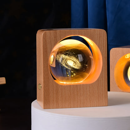 Beukenhouten Kristallen Bal Nachtlamp 3D Lasergravure